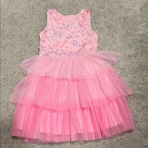 Rare Editions Pink Tulle Dress with Butterfly Details